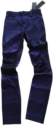 Haider Ackermann Blue Leather Trousers