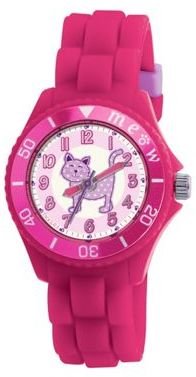 Tikkers Kids' pink silicone strap pussycat watch