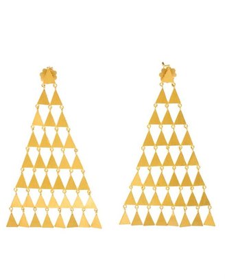 Marie Helene De Taillac 18k Yellow Gold Large Pyramid Earrings