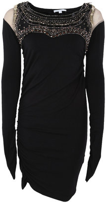 Patrizia Pepe Stud Detail Rouched Long Sleeved Dress