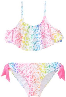 Hello Kitty Big Girls'  2 Piece Swimsuit Blossom Top with Animal Shimmer