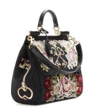 Dolce & Gabbana Miss Sicily wool and snakeskin tote
