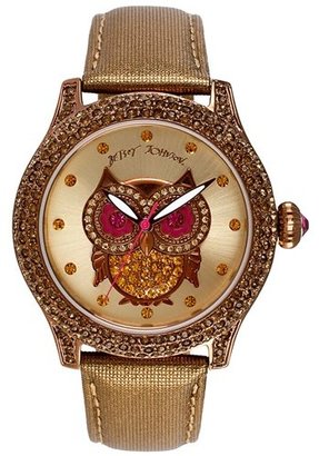 Betsey Johnson 'Bling Bling Time' Owl Dial Watch, 40mm