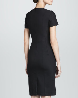 The Row Short-Sleeve Fitted Sheath Dress, Black