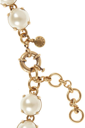 J.Crew Royal gold-tone, faux pearl and cubic zirconia necklace