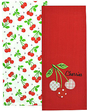 JCPenney Cheery Cherries Set of 2 Dish Towels