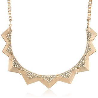 Kensie Naughty and Nice" Gold-Plated Pave Triangle Collar Necklace, 17.75"