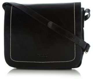 Osprey O.S.P Black coated leather flap over cross body bag