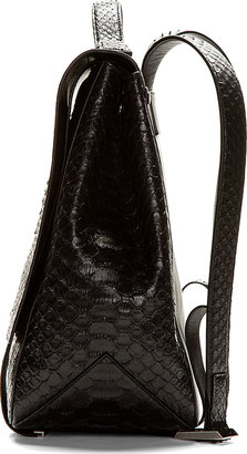 Proenza Schouler Black Etched Leather Python-Pattern Backpack