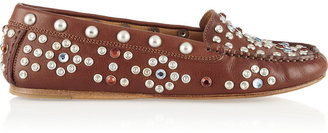 Isabel Marant Cherry embellished leather loafers