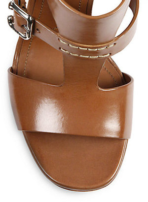 Prada Leather Stacked-Heel Sandals