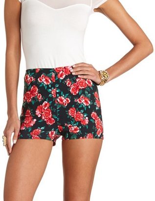 Charlotte Russe Floral Print High-Waisted Shorts