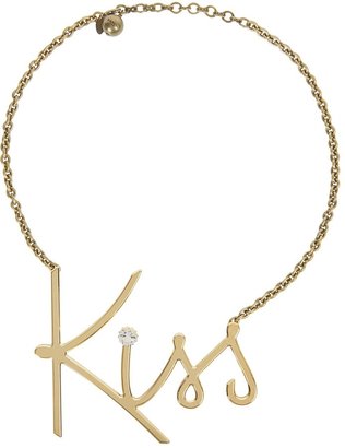 Lanvin Gold tone kiss necklace