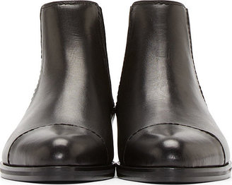 Lanvin Black Leather Studded Heel Chelsea Boots