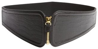 Fashion Focus black embossed wide stretch zip belt