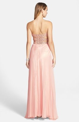 Nightway Morgan & Co. Embellished Cutout Sweetheart Bodice Strapless Gown (Juniors)
