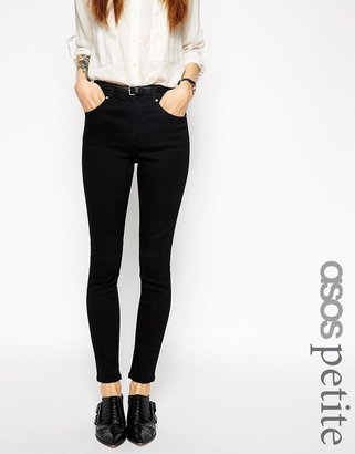 ASOS Petite PETITE Ridley High Waist Ultra Skinny Ankle Grazer Jeans in Clean Black - Black