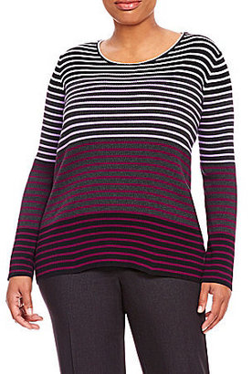 Jones New York Signature Plus Multi-Striped Sweater