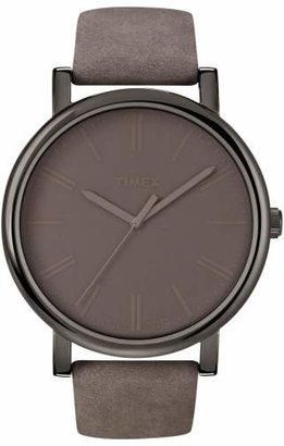 Timex R) 'Easy Reader' Leather Strap Watch, 42mm
