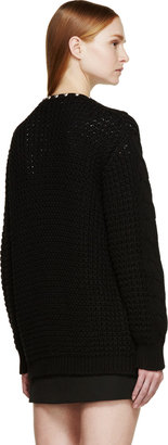 Saint Laurent Black Cable-knit Studded Open Cardigan