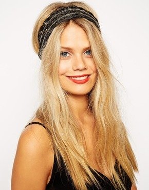 ASOS Wide Headband with Chain - Black