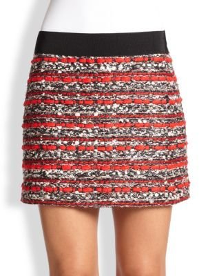 Milly Grosgrain-Trimmed Bouclé Mini Skirt