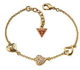 GUESS Gold Plated Triple Heart Station Bracelet