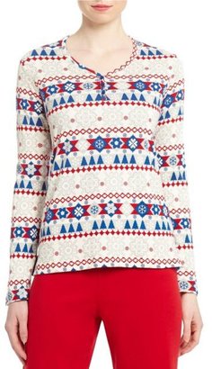Sleep Sense Fair Isle Henley Christmas Holiday Pajama Top