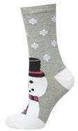 Dorothy Perkins Womens Grey Placement Snowman Socks- Grey