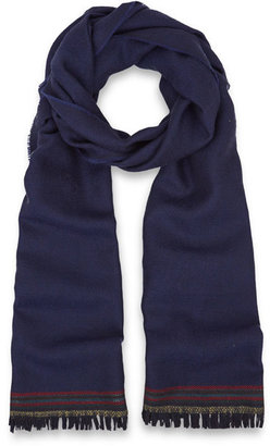 Paul Smith Navy Striped End Wool Scarf