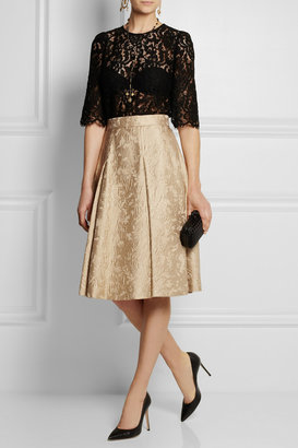 Dolce & Gabbana Pleated cotton and silk-blend jacquard skirt