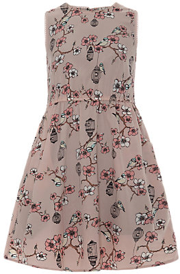 Yumi Girl Birdcage Print Dress, Beige