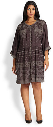 Johnny Was Johnny Was, Sizes 14-24 Embroidered Button-Front Dress