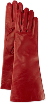 Portolano Cashmere-Lined Leather Gloves, Red