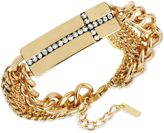Steve Madden Gold-Tone Pavè Cross Bar Multi-Chain Bracelet