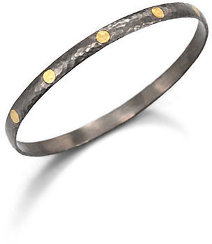 Gurhan Edifice 24K Yellow Gold & Blackened Sterling Silver Midnight Dot Bangle Bracelet