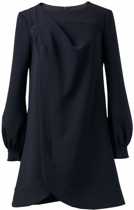 Atelier FG Black Long-Sleeve Crepe Dress