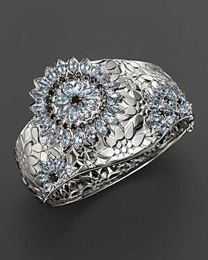 Paul Morelli Applique Bombay Cuff with Blue Topaz and Black Spinel
