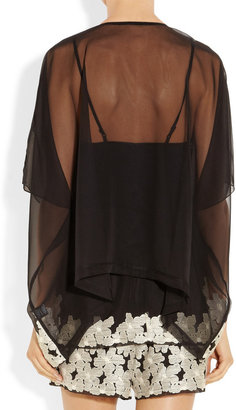 Anna Sui Embroidered chiffon top