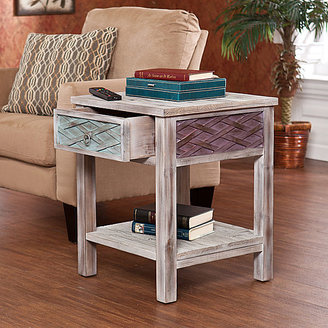 JCPenney Leslie Weathered Single-Drawer 24" Square End Table