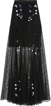 Marios Schwab Embellished lace maxi skirt