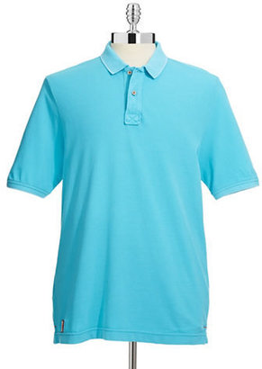 Tommy Bahama Pique Polo Shirt-AQUA BLUE-Medium