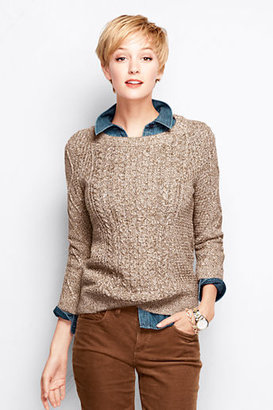 Lands' End Women's Petite 3/4-sleeve Lofty Blend Cable Marl Pullover Sweater