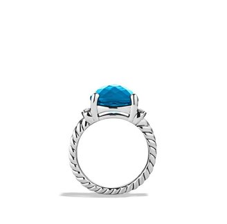 David Yurman Wheaton Ring with Blue Topaz and Diamonds