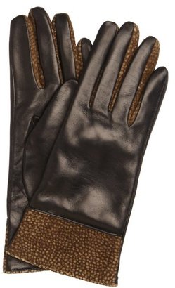 Portolano black leopard 2 button glove borbonese leather cuff