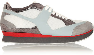 Maison Martin Margiela 7812 MM6 Maison Martin Margiela Suede, snake-effect leather and mesh sneakers