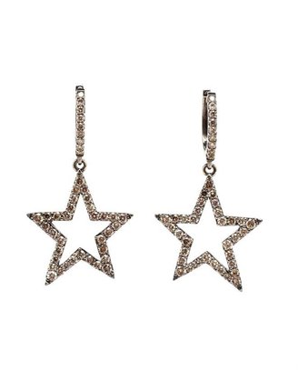 ROSA DE LA CRUZ Burnished Gold and Diamond Star Drop Earrings