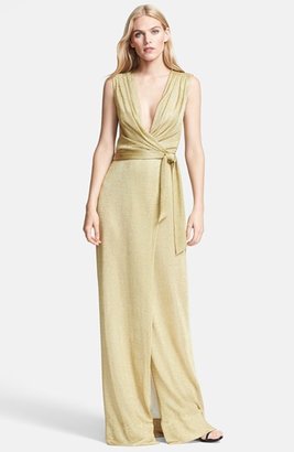 Diane von Furstenberg 'Nina' Metallic Wrap Maxi Dress