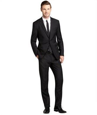 Dolce & Gabbana black wool two button suit with flat front pants