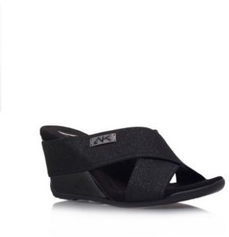 Anne Klein Black 'Lorri2' low heel wedge sandals
